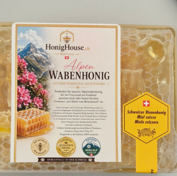 Alpenrosen Waben Honig vom Gotthard 350 gr.