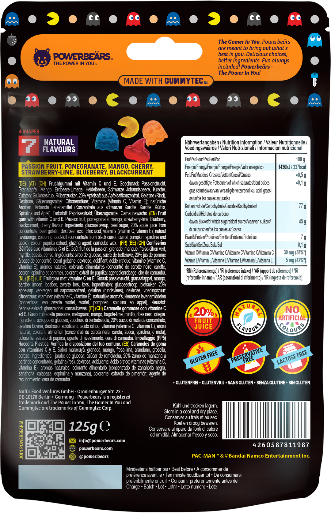 Pac-man Fruchtgummis mit Vit. C und E 125g